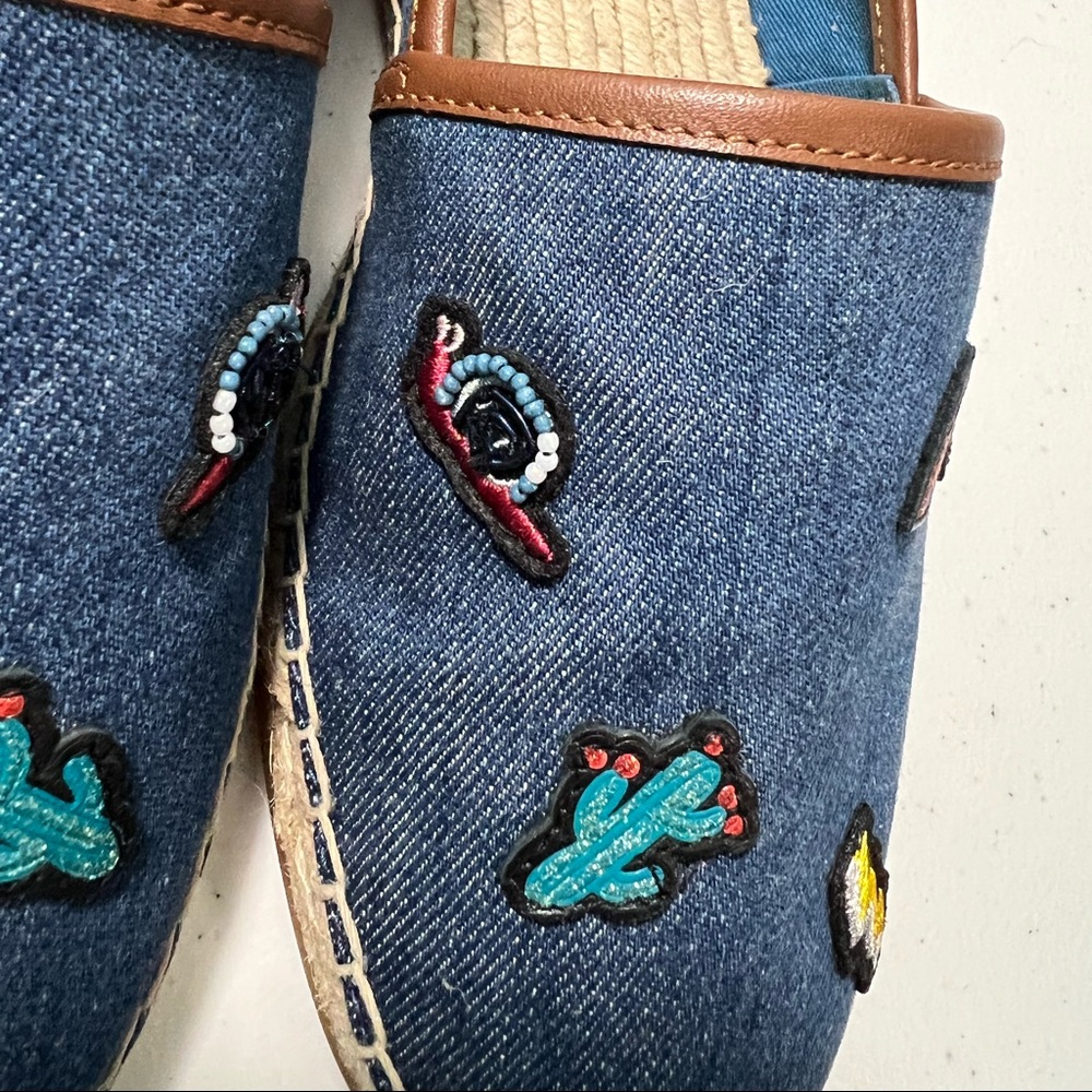 Coach Denim Slip-on Carson ESPADRILLE Size 7B WITH PRAIRIE SOUVENIRS - Picture 9 of 16